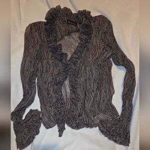 INC International Concepts Sheer Ruffled Blouse